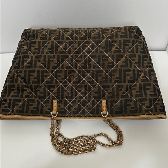 💯Authentic Fendi Brown Zucca Quilted Nylon Large Roll Tote🍀 - Picture 16 of 17